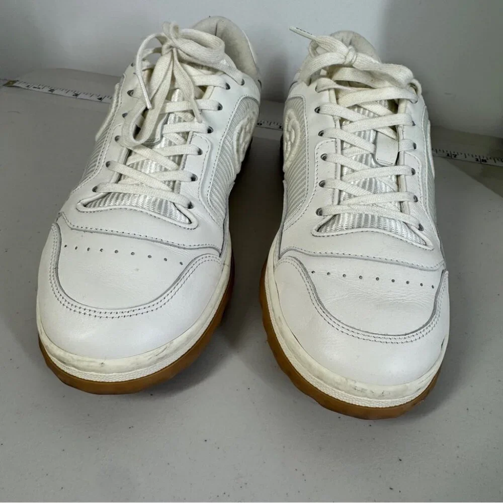 Gucci Ivory MAC 80 Leather Sneakers Size 7 Unisex Embroidered GG Logo Luxury